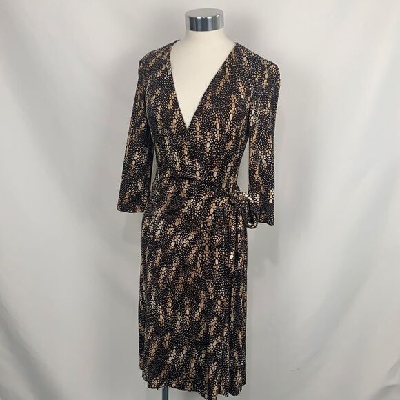 Diane Von Furstenberg brown print wrap dress - Picture 1 of 7